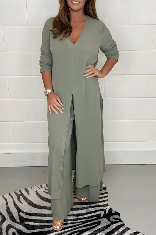 Michelle™ | Kortærmet top + vide bukser