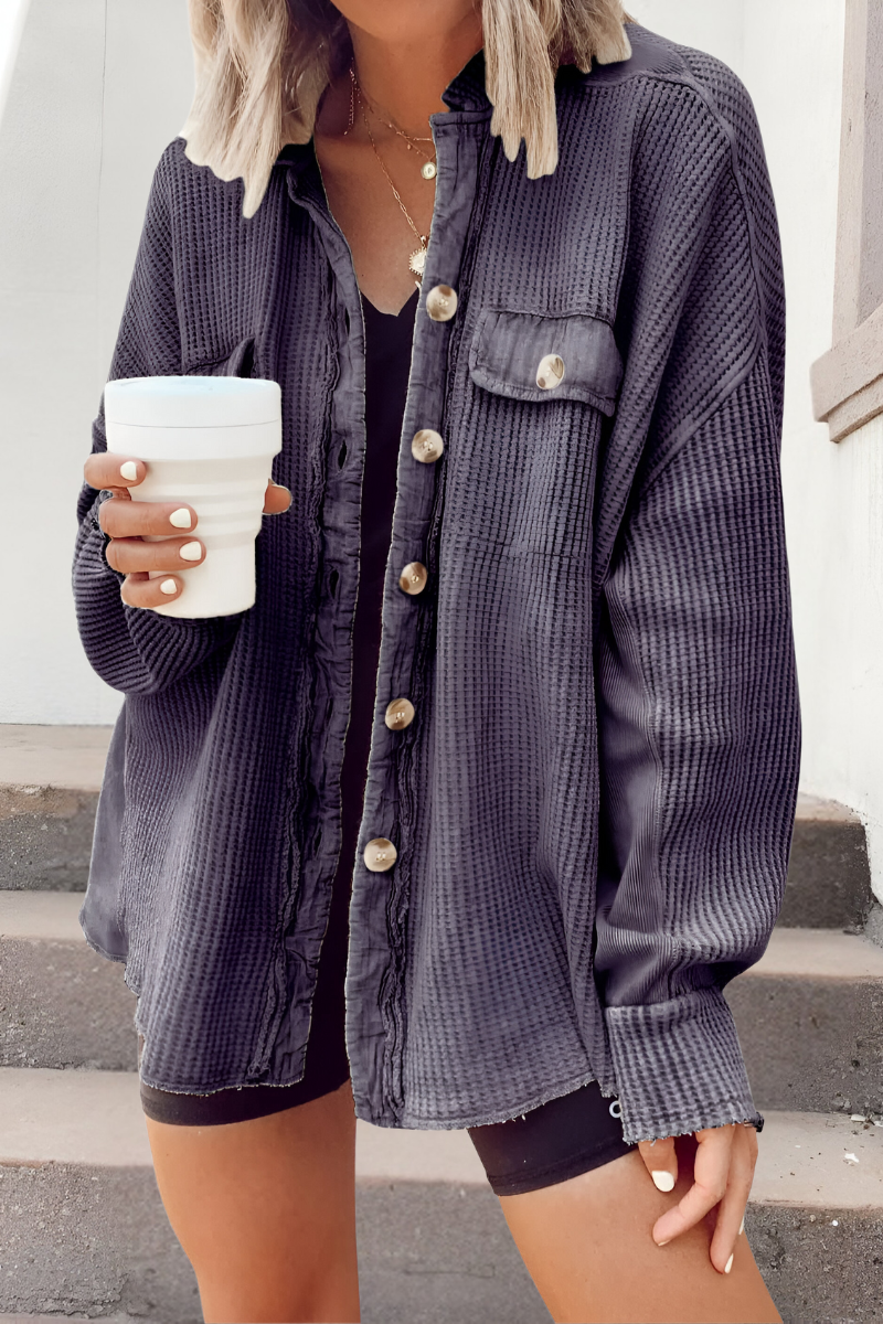 Mila™ | Blød Strikket Cardigan med Vaffelstruktur
