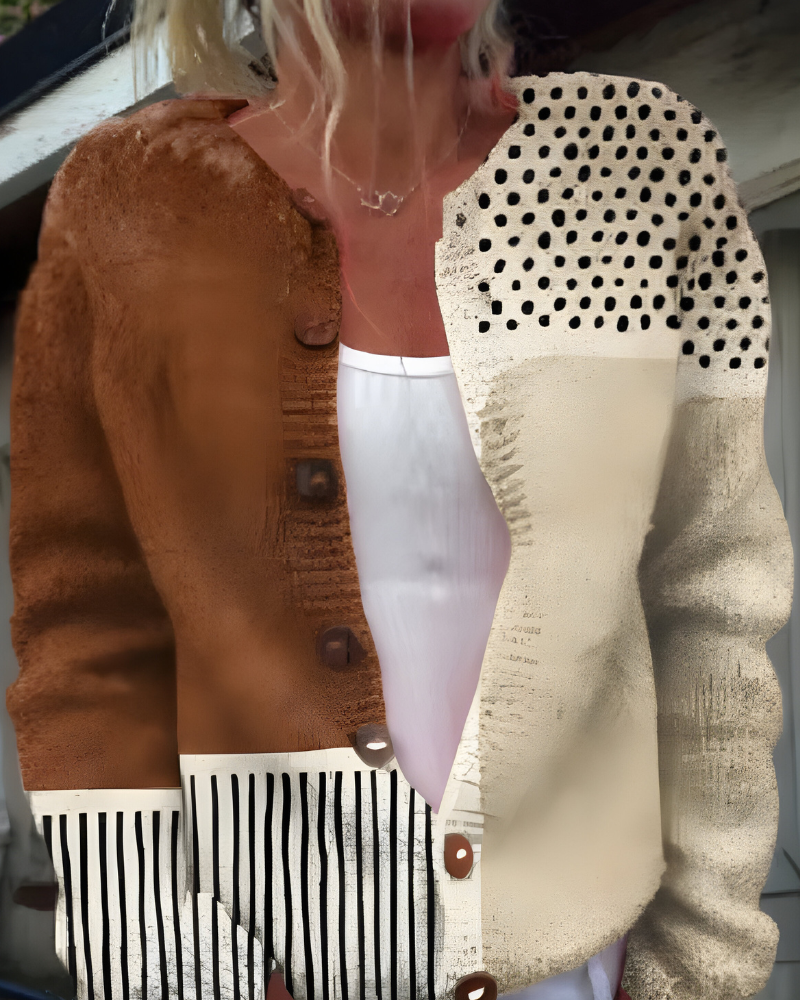 Freja™ | Strikket Cardigan med Vintage Blomstermønster