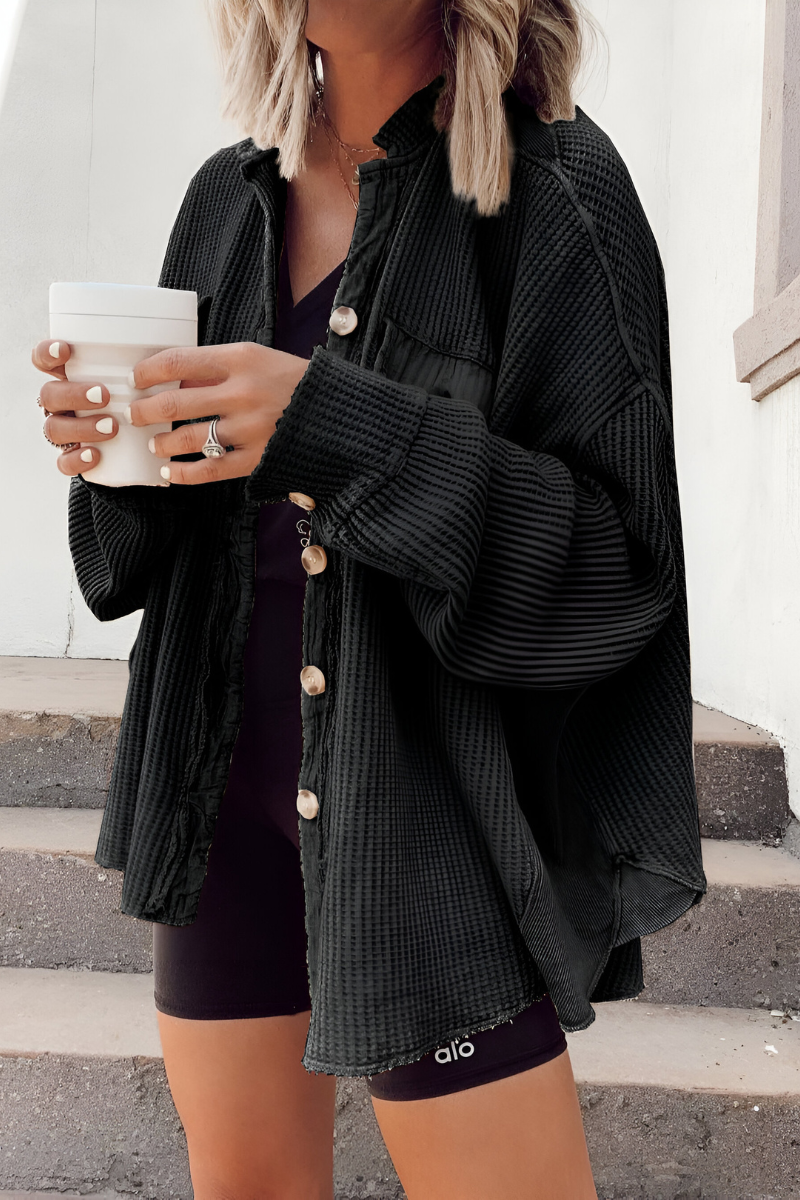 Mila™ | Blød Strikket Cardigan med Vaffelstruktur