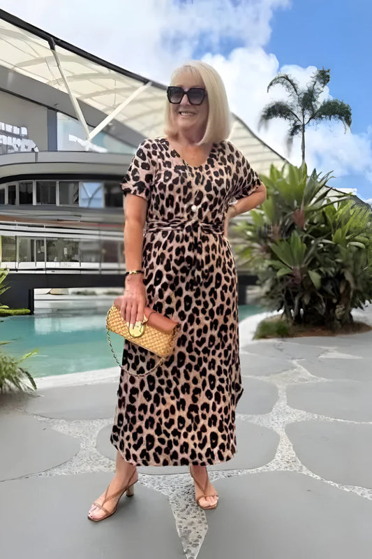Lily™ | Dame Lang Leopardprint Maxi Kjole