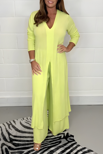 Michelle™ | Kortærmet top + vide bukser