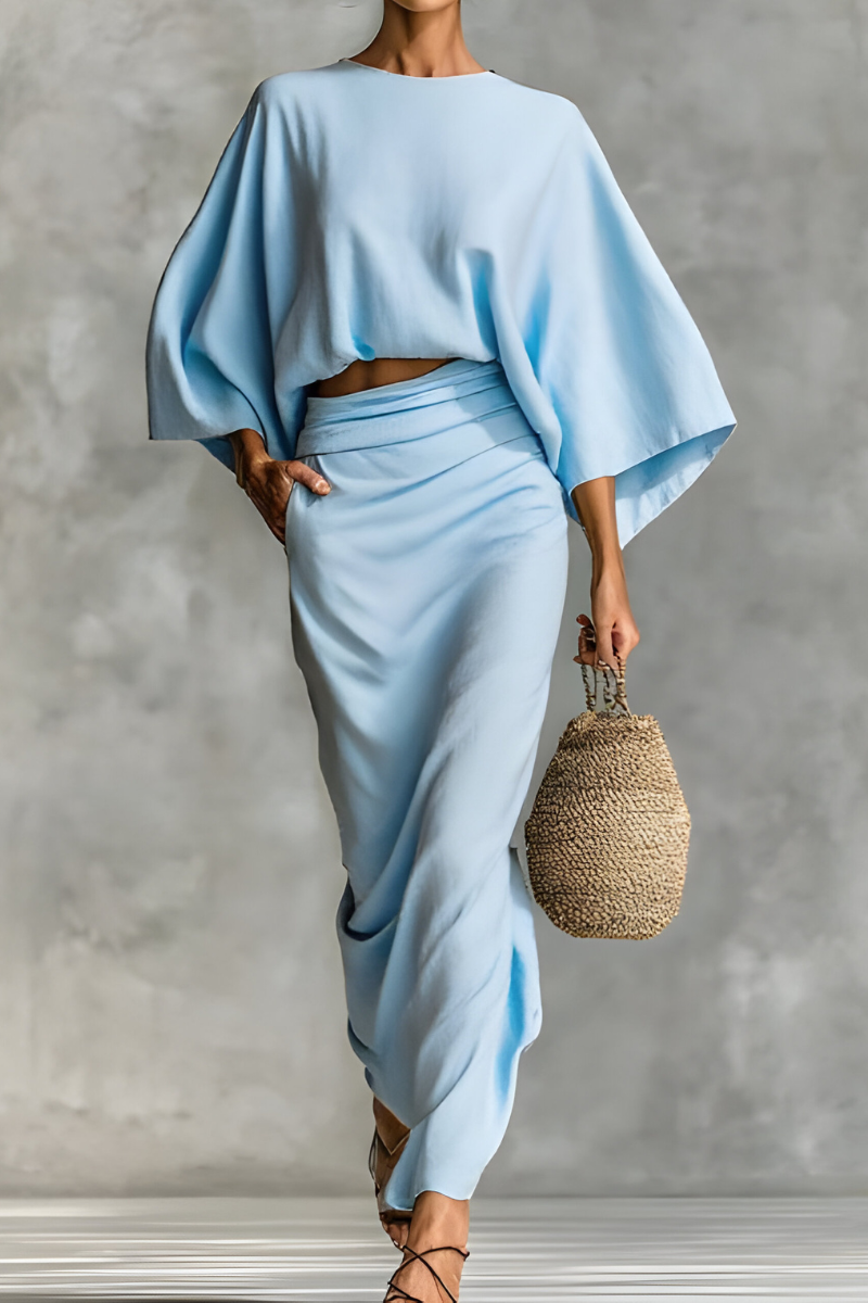 Elara™ | Chic draperad topp och kjol set