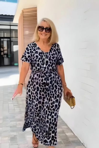 Lily™ | Dame Lang Leopardprint Maxi Kjole