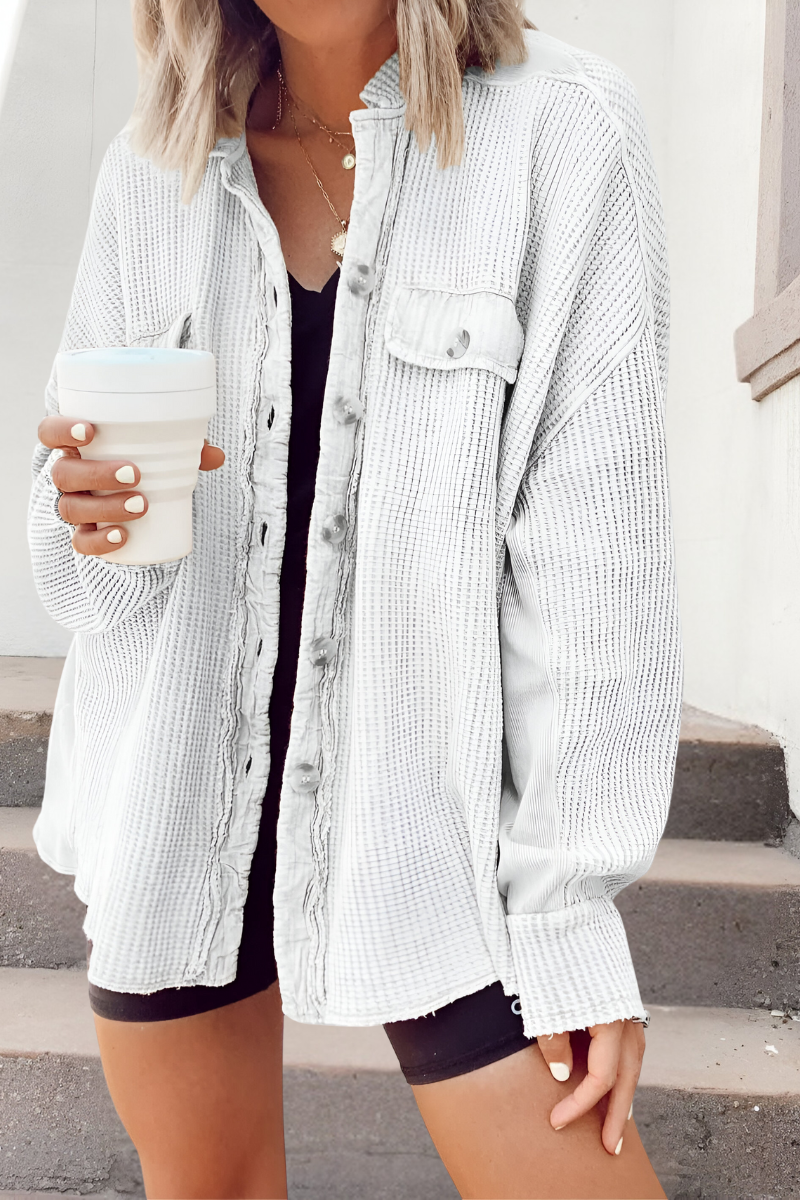 Mila™ | Blød Strikket Cardigan med Vaffelstruktur