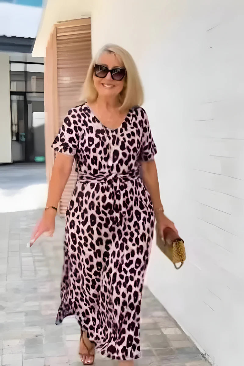 Lily™ | Dame Lang Leopardprint Maxi Kjole