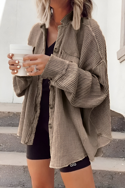 Mila™ | Blød Strikket Cardigan med Vaffelstruktur