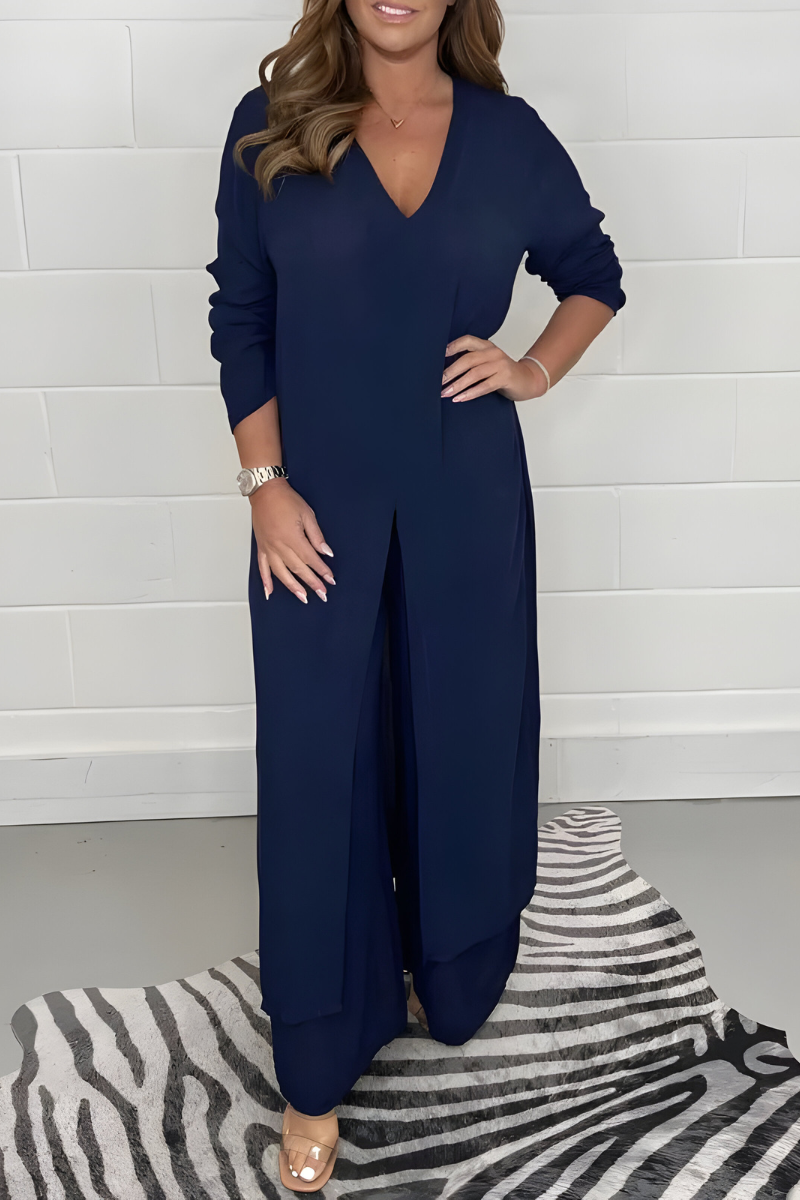 Michelle™ | Kortærmet top + vide bukser