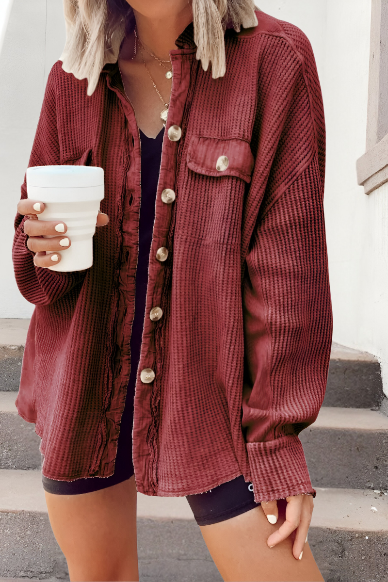 Mila™ | Blød Strikket Cardigan med Vaffelstruktur