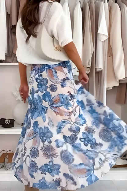 Nina™ | Behagelig Blomsterkjole & Strikket Sweater