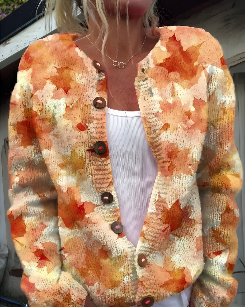 Freja™ | Strikket Cardigan med Vintage Blomstermønster