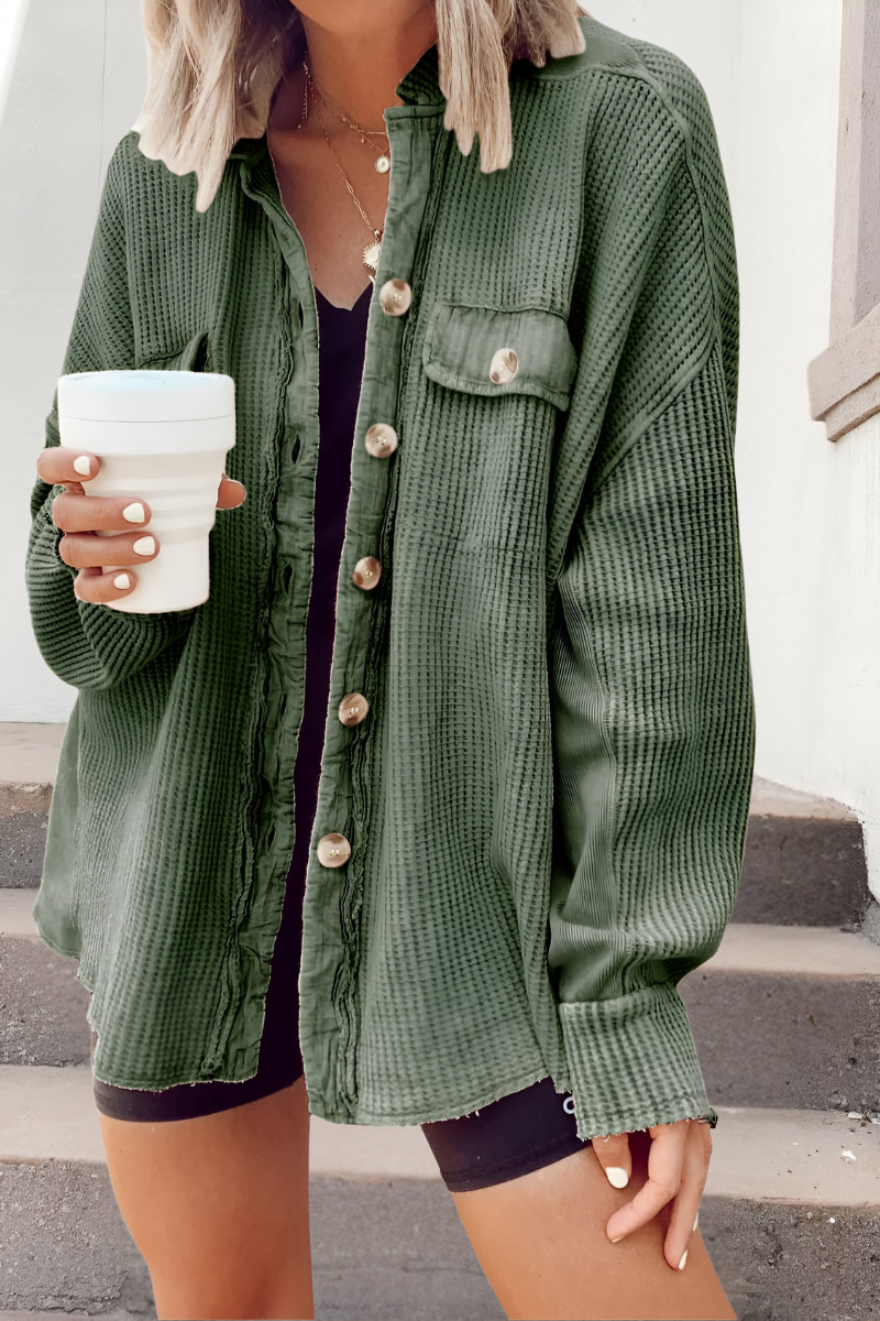Mila™ | Blød Strikket Cardigan med Vaffelstruktur
