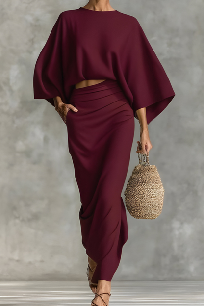 Elara™ | Chic draperad topp och kjol set