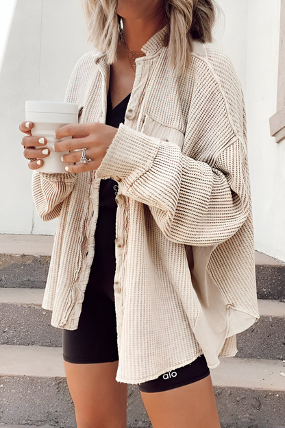 Mila™ | Blød Strikket Cardigan med Vaffelstruktur