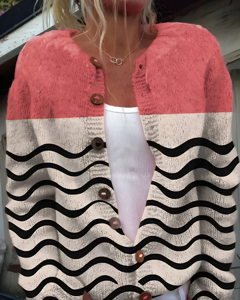 Freja™ | Strikket Cardigan med Vintage Blomstermønster