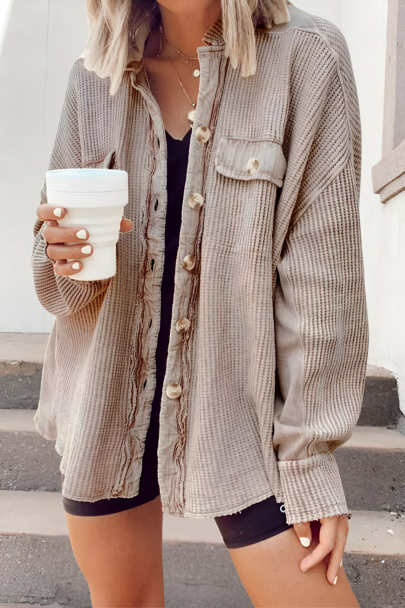 Mila™ | Blød Strikket Cardigan med Vaffelstruktur