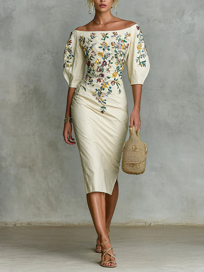 Serah™ | Stilfull off-shoulder midiklänning