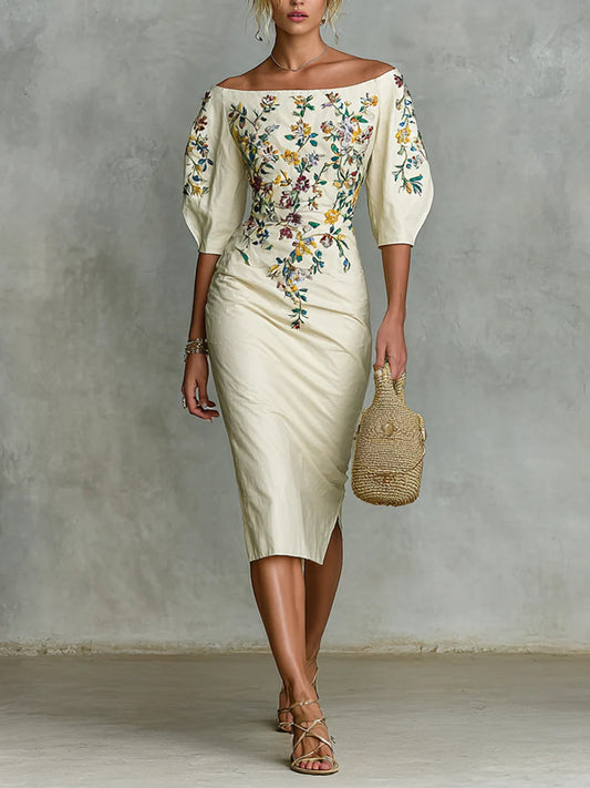 Serah™ | Stilfull off-shoulder midiklänning